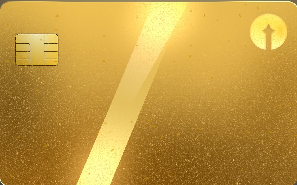 The Flux metal card, brushed 24k gold vapour deposition finish